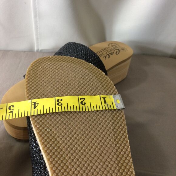 Cali By Skechers Luxe Foam Wedge Slide Sandals Black Raffia Size 11 New - Picture 3 of 8